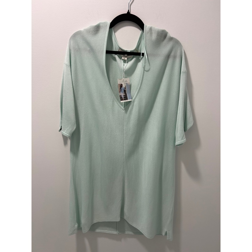 Simply Noelle NWT Mint Green V-Neck Knit Tunic Top Short Sleeve XXL 16-18 New